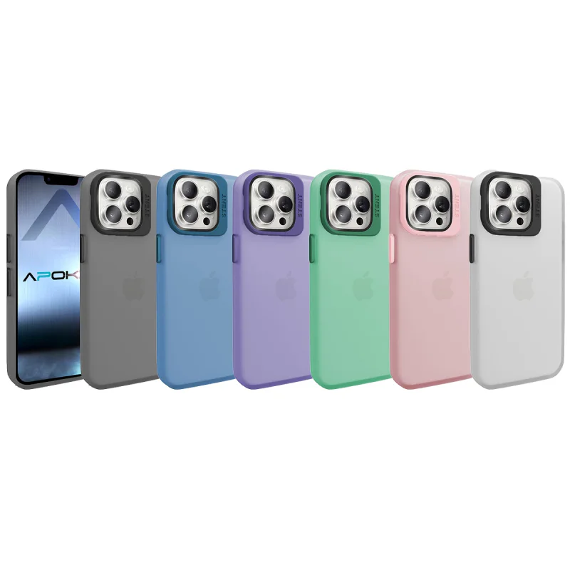 Capa Apokin para Apple iPhone 13 Pro Silicone Mate com Suporte Rosa - Imagem 1