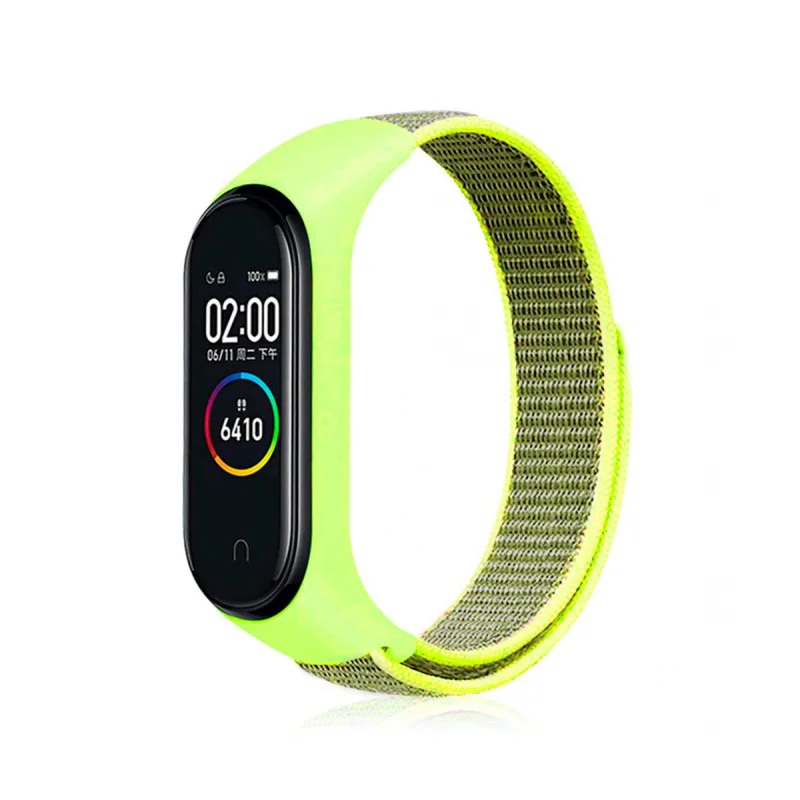 Bracelete Apokin para Xiaomi Mi Band 3 / 4 / 5 com Fecho de Velcro Verde fluorescente - Imagem 1