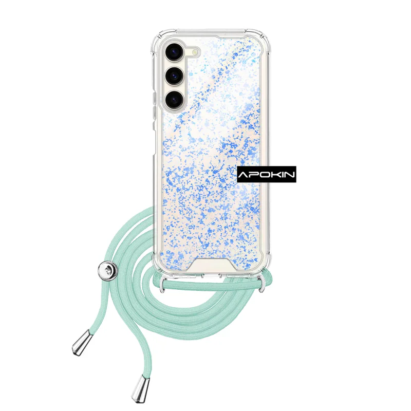 Capa Apokin para Samsung Galaxy S23 em Gel Transparente com Cordão Azul Turquesa - Imagem 4