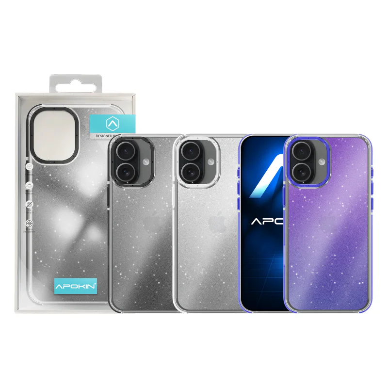 Capa Acrílica Apokin com Purpurina para iPhone 17 Prata - Imagem 1
