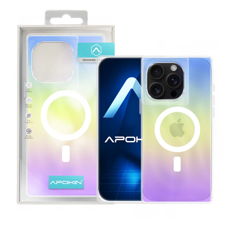 Capa Apokin para iPhone 15 Pro Max Iridescente Metalizada com MagSafe - Imagem 1