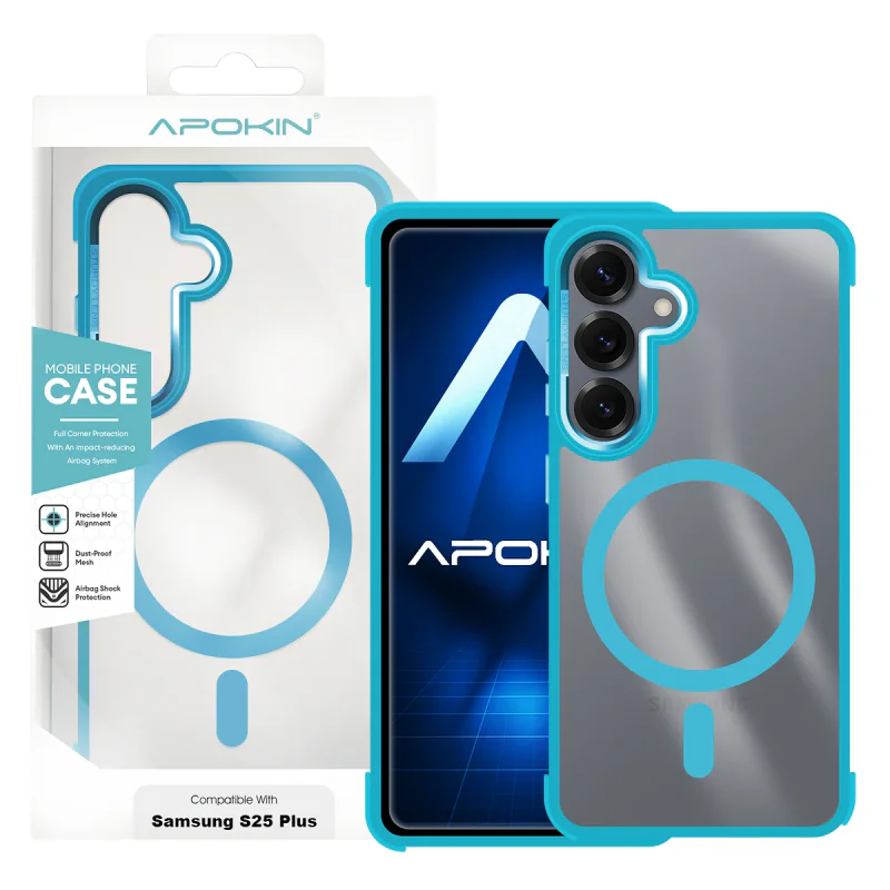 Capa Apokin Premium para Samsung Galaxy S25 Plus em Silicone com MagSafe Azul-Marinho - Imagem 5