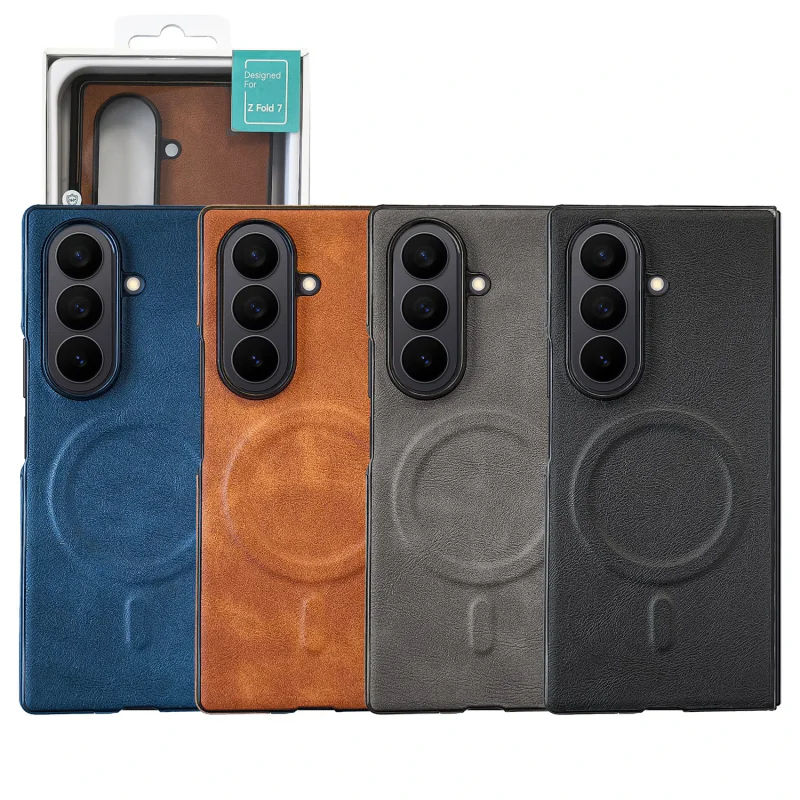Capa Apokin para Samsung Galaxy Z Fold 7 com Efeito Pele e MagSafe Cinza - Imagem 1