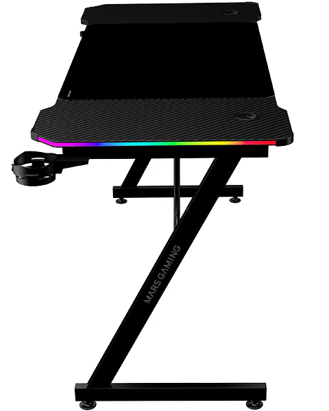 Secretária Gaming Mars Gaming MGD-X140RGB 140x60 cm com Iluminação RGB, Comando e Tapete XXL Preta - Imagem 2