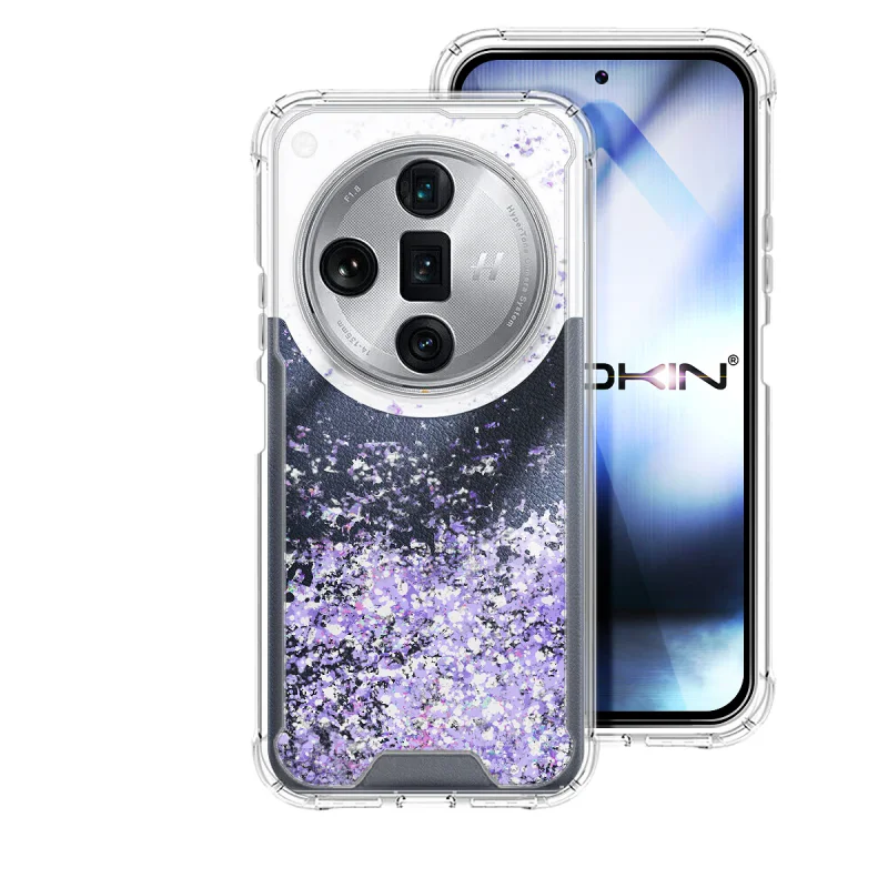 Capa Apokin para Oppo Find X7 em Gel Transparente com Brilhos Turquesa - Imagem 2