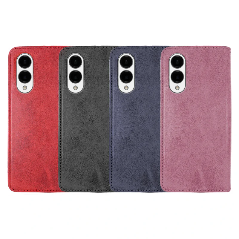 Capa Livro Apokin para Samsung Galaxy S25 com Porta-Cartões em Pele Sintética Vermelho