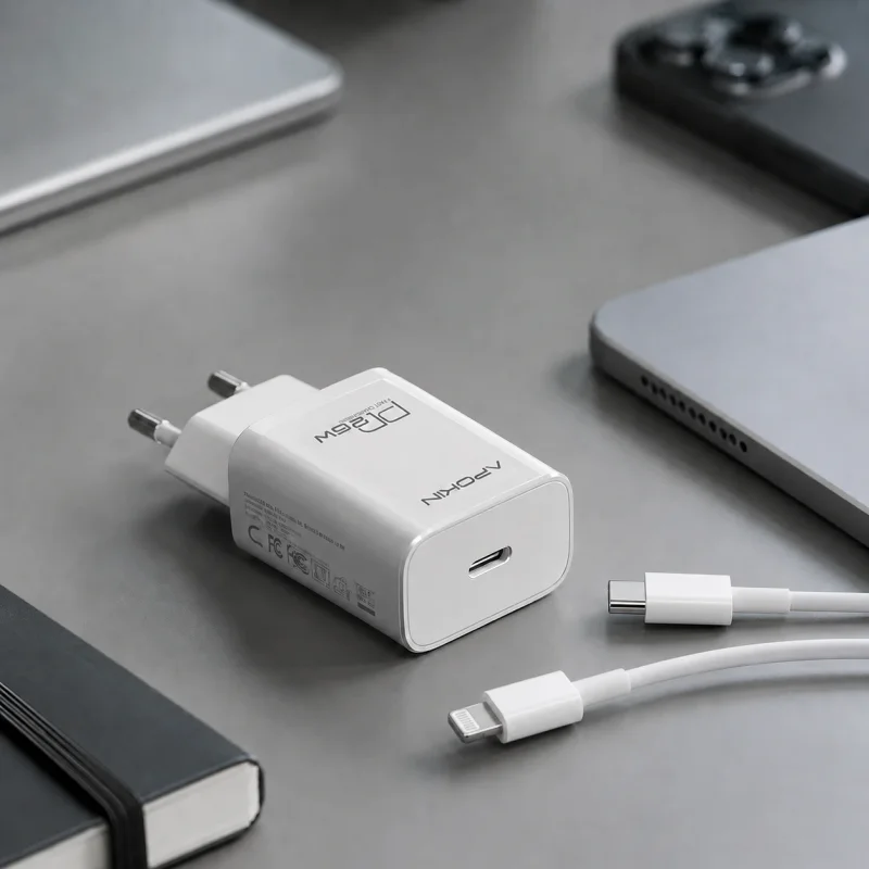 Carregador de Parede Apokin PC827Y com Cabo USB-C PD 25 W 3.0 A Branco - Imagem 3