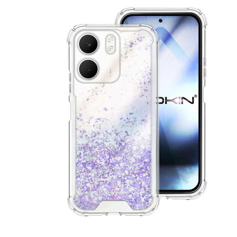 Capa de Gel Apokin Transparente com Purpurina para Oppo A5x Azul Turquesa - Imagem 5