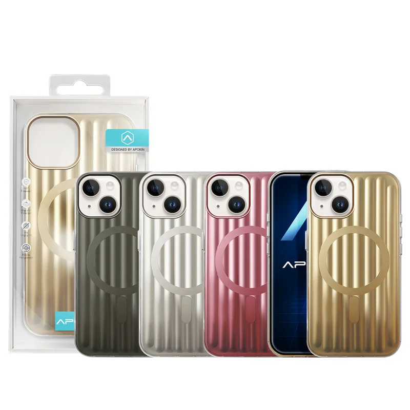 Capa Apokin para iPhone 13 / 14 Mate Metalizada com MagSafe Rosa