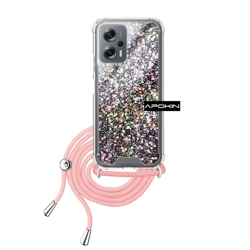 Capa de Gel Apokin para Xiaomi Poco X4 GT Transparente com Cordão Azul turquesa - Imagem 3