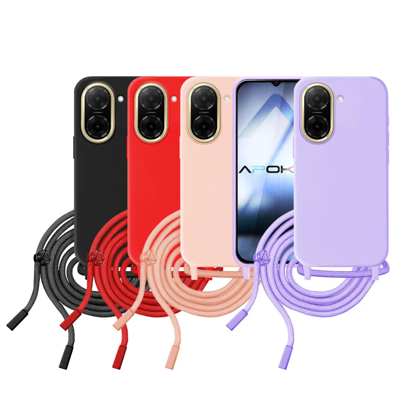 Capa Apokin para Xiaomi Redmi A5 Macia com Cordão Rosa