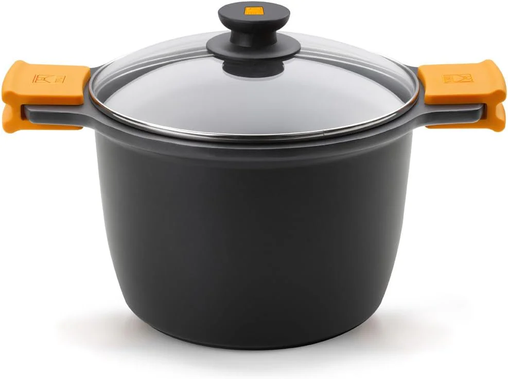 Panela Alta BRA Efficient 28 cm 11,1 L Alumínio Fundido Antiaderente Indução com Tampa de Vidro