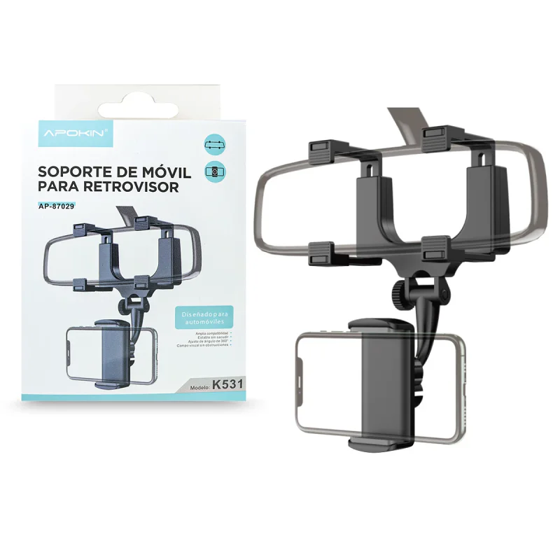Suporte Auto Apokin K531 para Espelho Retrovisor Preto