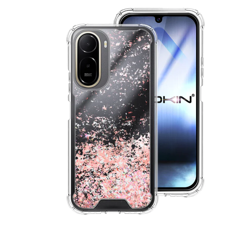 Capa Apokin Gel Transparente com Purpurina para Xiaomi Redmi A7 Rosa - Imagem 6
