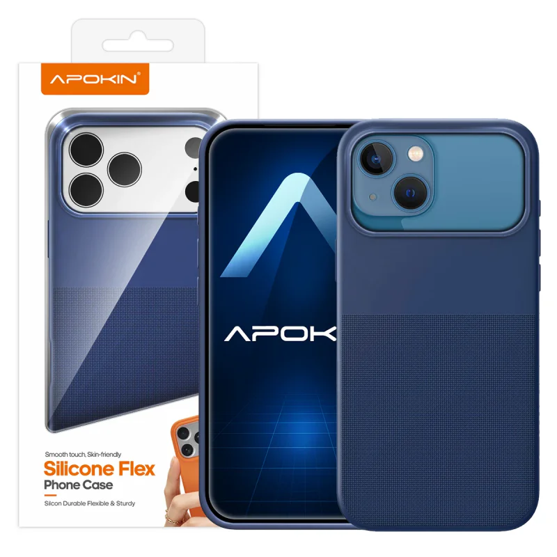 Capa de Silicone Flexível Apokin para iPhone 13, 14 e 15 Azul marinho - Imagem 6