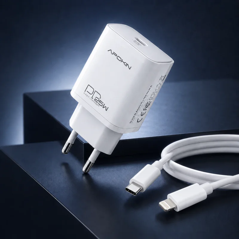Carregador de Parede Apokin PC827Y com Cabo USB-C PD 25 W 3.0 A Branco - Imagem 2