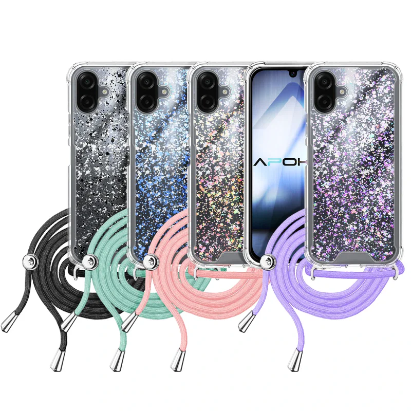 Capa Apokin para Samsung Galaxy A07 Gel Transparente com Cordão Lilás