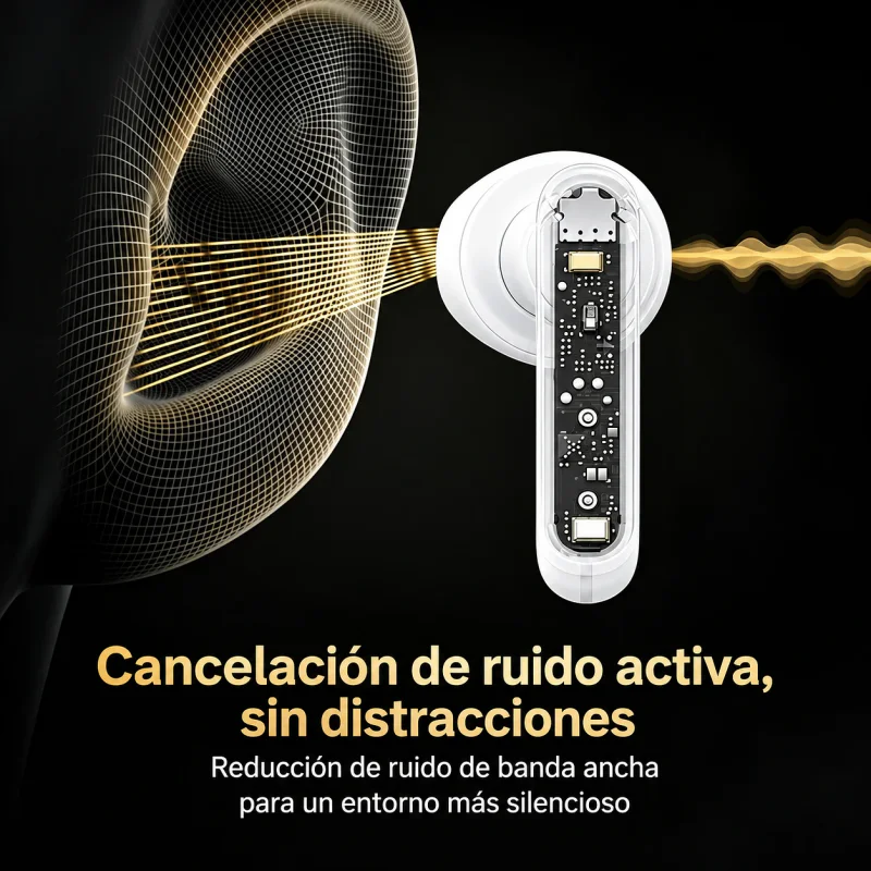 Auriculares Apokin T09 TWS Sem Fios com ANC ENC e Bluetooth 5.4 Branco - Imagem 4
