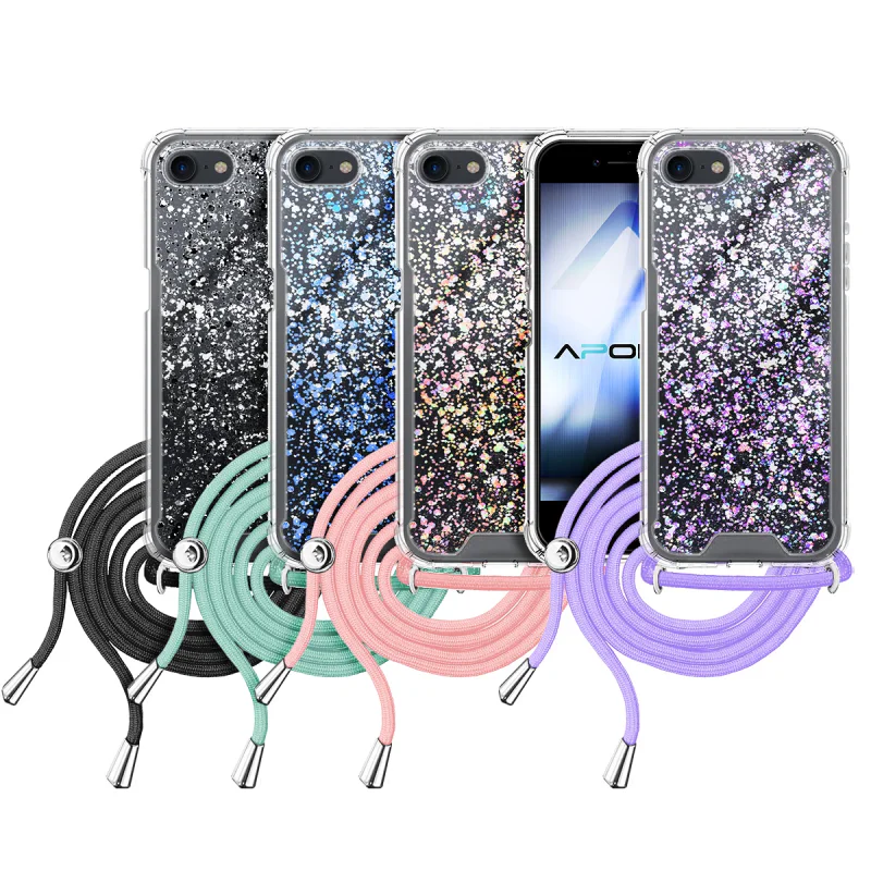 Capa de Gel Apokin para iPhone 7 Plus e 8 Plus Transparente com Cordão Variedade de cores - Imagem 1