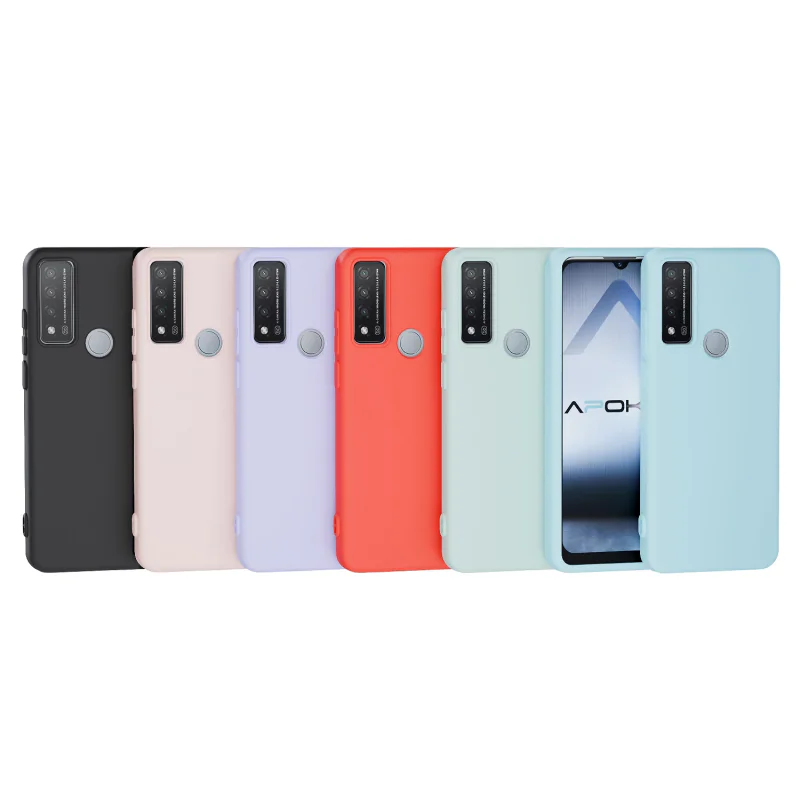 Capa de Silicone Suave Apokin para TCL 20R 5G Vermelho