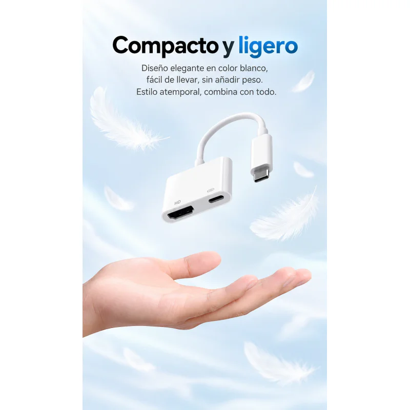 Adaptador Apokin J04 USB-C para HDMI 4K e USB-C PD 100 W Cinzento - Imagem 6