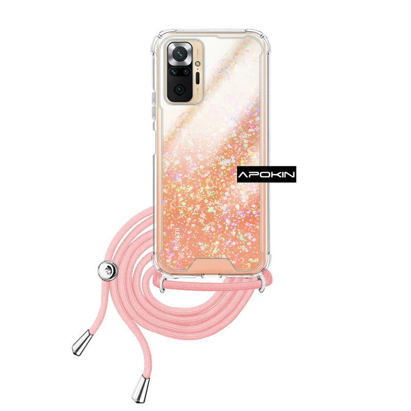 Capa Apokin para Xiaomi Redmi Note 10 Pro em Gel Transparente com Cordão Rosa - Imagem 3