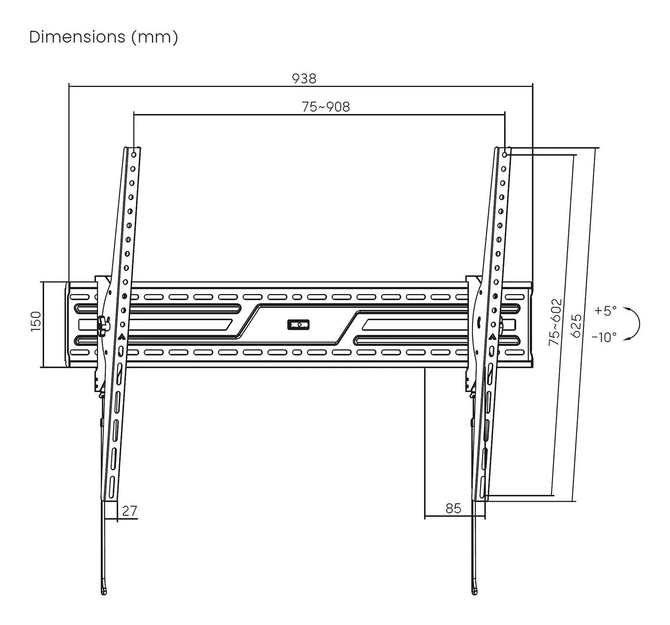Suporte de Parede Inclinável Aisens WT100T-319 para TV de 43 a 100 polegadas até 75 kg - Imagem 3