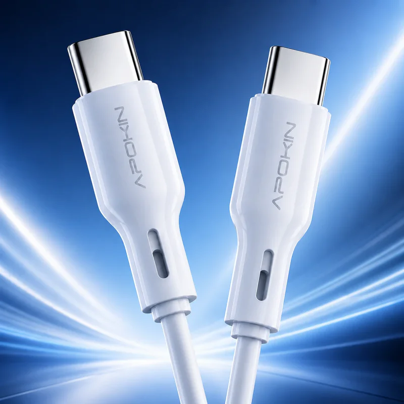 Carregador de Parede Apokin USB-A e USB-C PD 20 W com Cabo USB-C Branco - Imagem 5