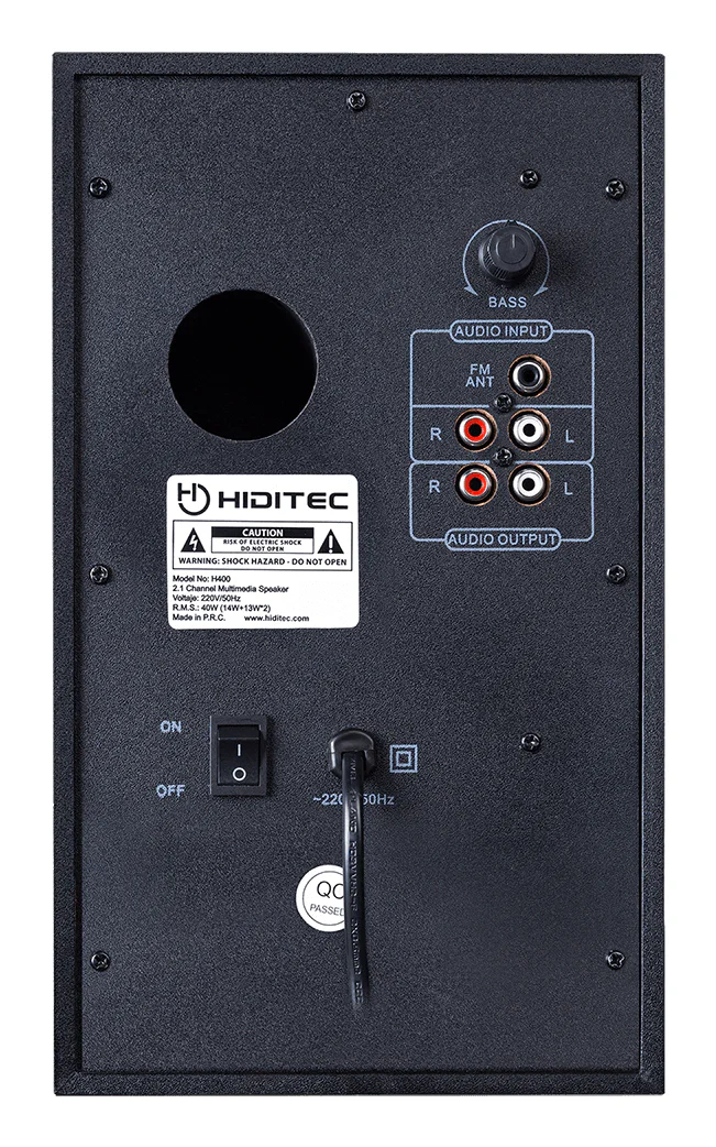 Colunas 2.1 Hiditec H400 Dark Edition 80W Bluetooth com Rádio FM, USB, SD e Comando - Imagem 4
