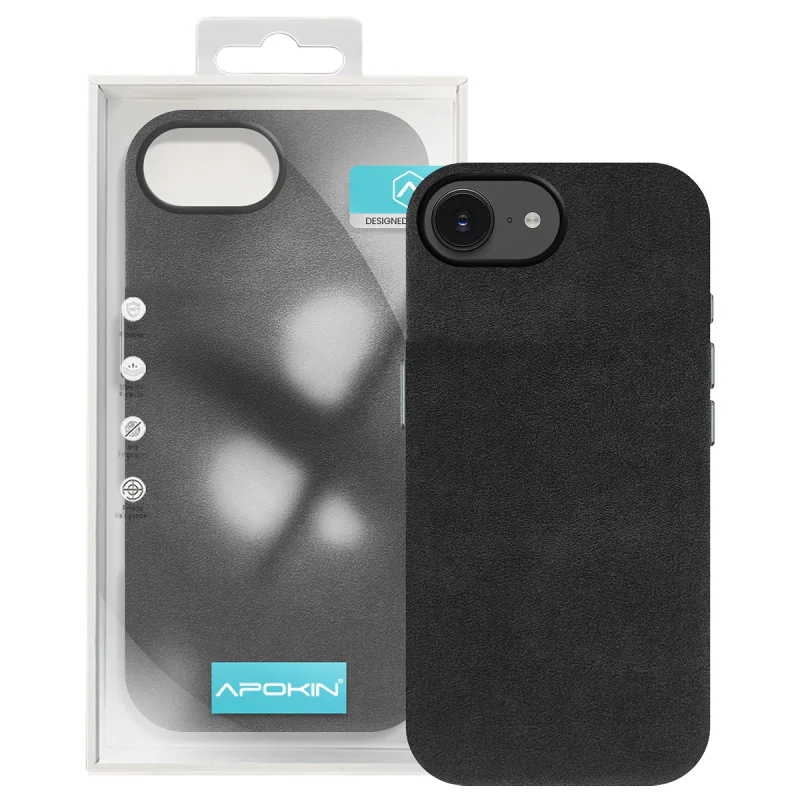 Capa Apokin em Pele Tipo Alcantara para iPhone 16e Cinza - Imagem 6