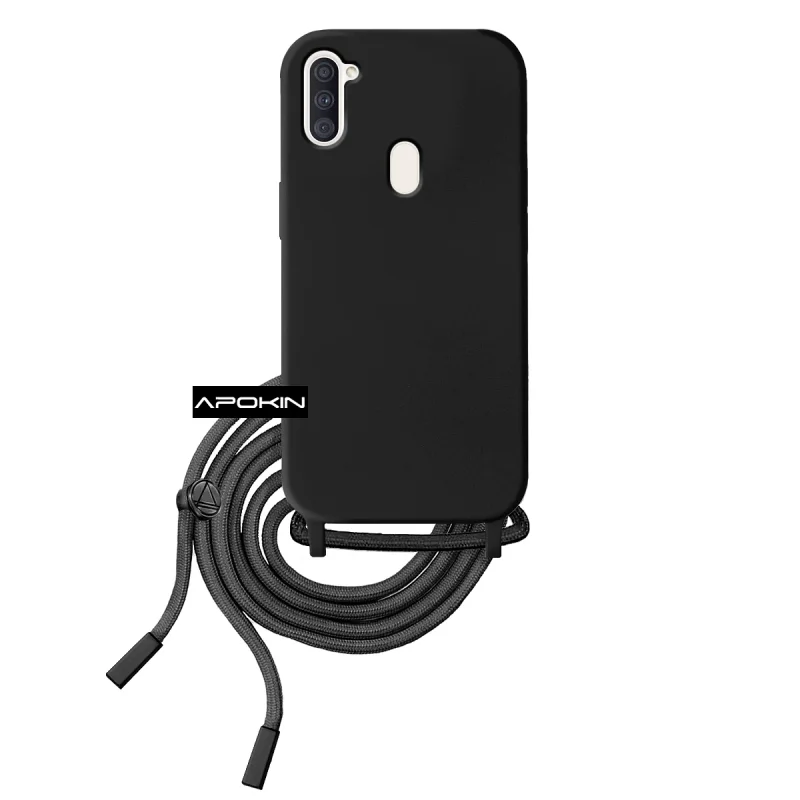 Capa de Silicone Suave Apokin para Samsung Galaxy A11 com Cordão Amarelo - Imagem 6