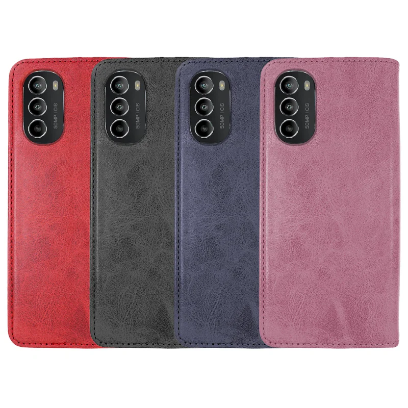 Capa Flip Apokin Motorola Moto G82 / G52 em Pele Sintética com Porta-Cartões Preto