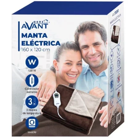 Manta Elétrica Avant AV7591 120W 160 x 120 cm com 3 Temperaturas Castanho e Bege - Imagem 5