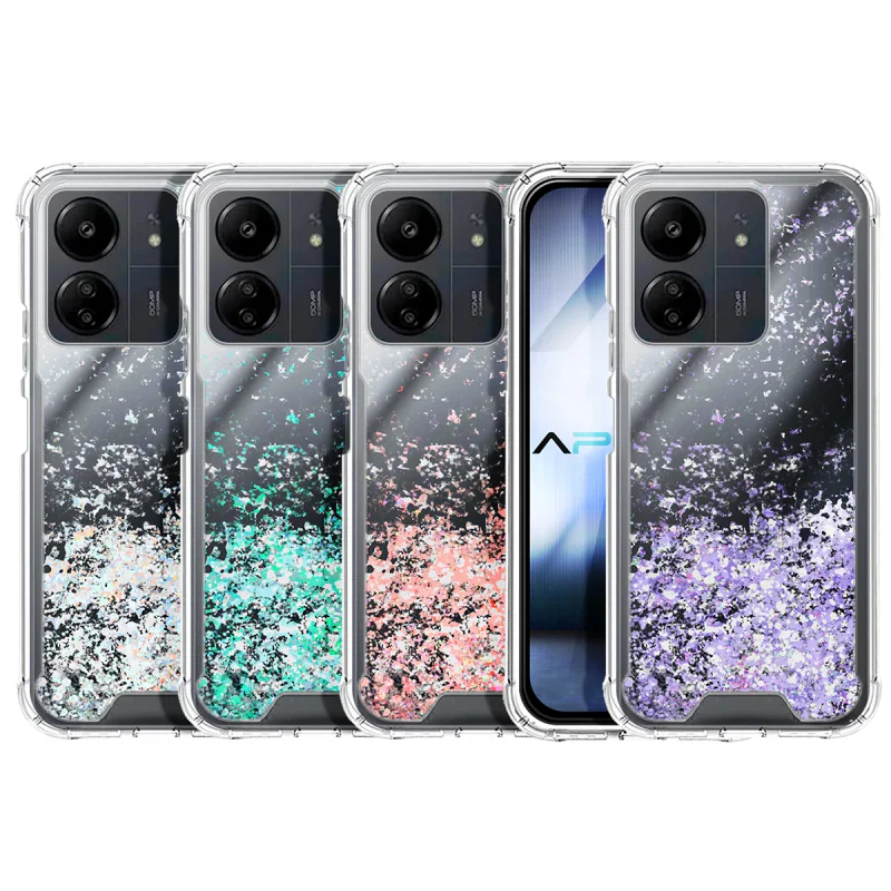 Capa de Gel Apokin Xiaomi Redmi 13C Transparente com Purpurina Lilás