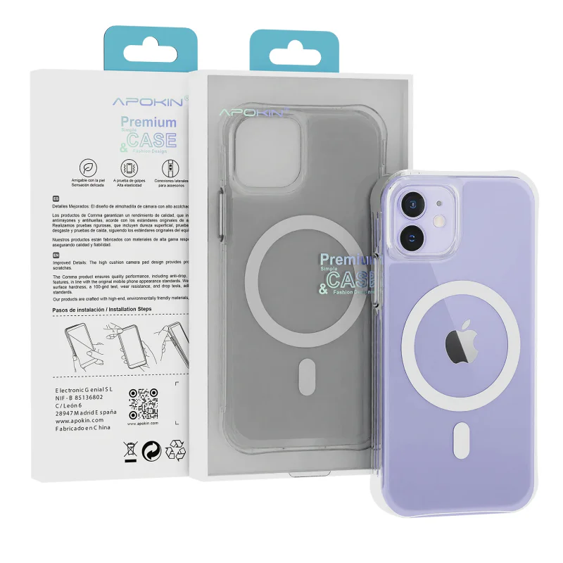 Capa Apokin para iPhone 12 e 12 Pro Transparente 3,3 mm com MagSafe Transparente