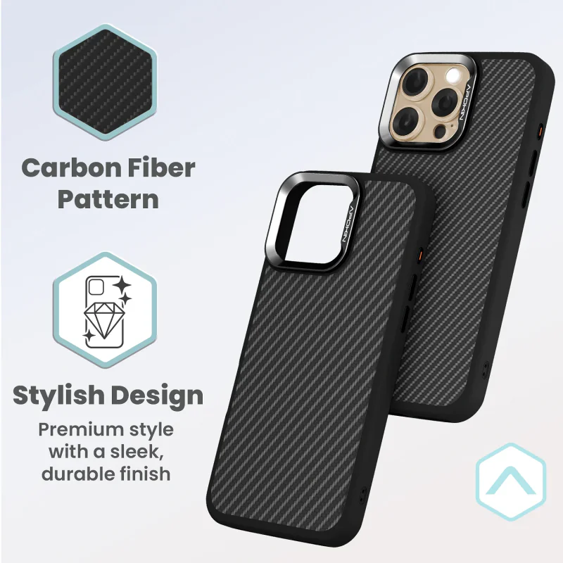 Capa Apokin iPhone 16 Pro Efeito Fibra de Carbono com MagSafe Preto - Imagem 5