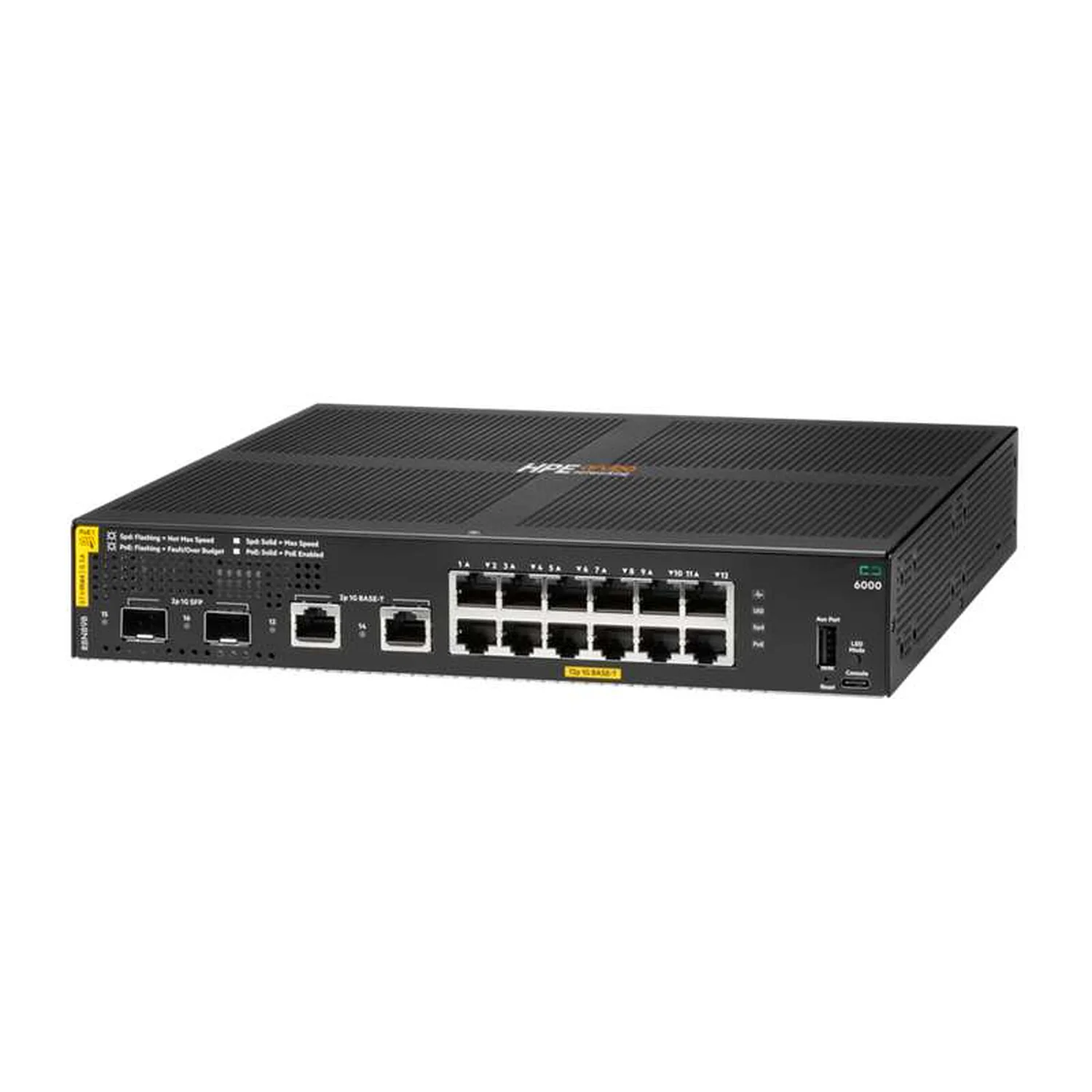 Switch Gerível HPE Aruba CX 6000 12 Portas Gigabit PoE+ Class 4 2x SFP 139W - Imagem 2
