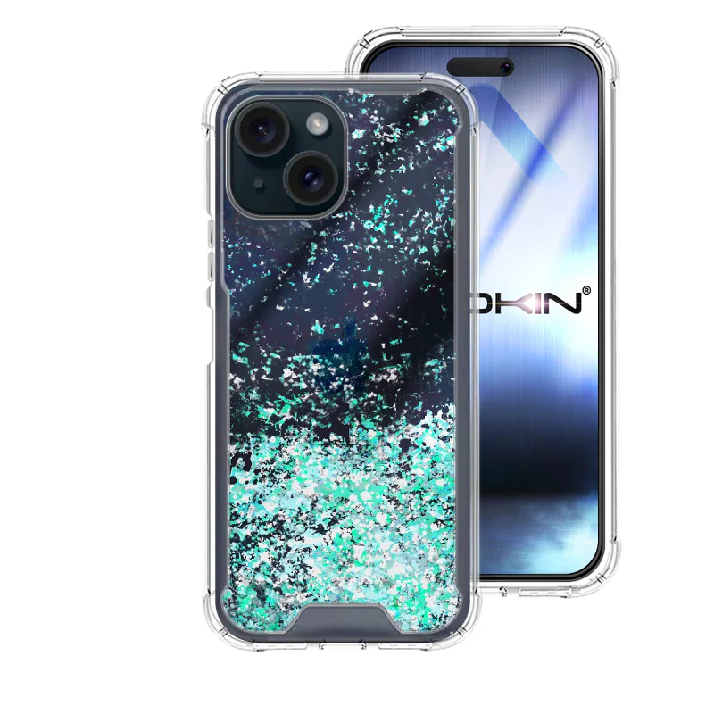 Capa Apokin para iPhone 15 Transparente em Gel com Glitter Branco - Imagem 4