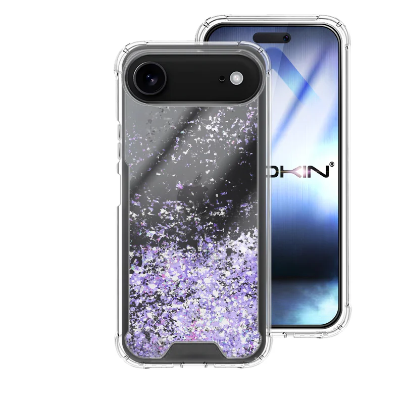 Capa Apokin para Apple iPhone 17 Air Gel Transparente com Purpurina Lilás - Imagem 2