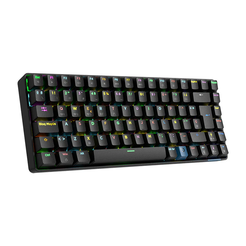 Teclado Gaming Mecânico Sem Fios Hiditec GM1K 75% Hot-Swap Gateron Pro Red RGB Preto - Imagem 4