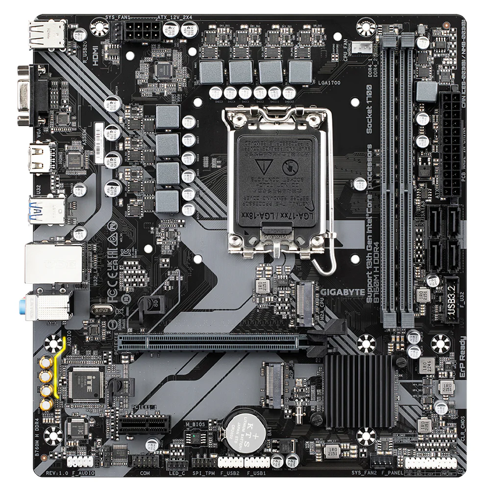 Placa-mãe Gigabyte B760M H DDR4 Socket LGA 1700 Micro ATX