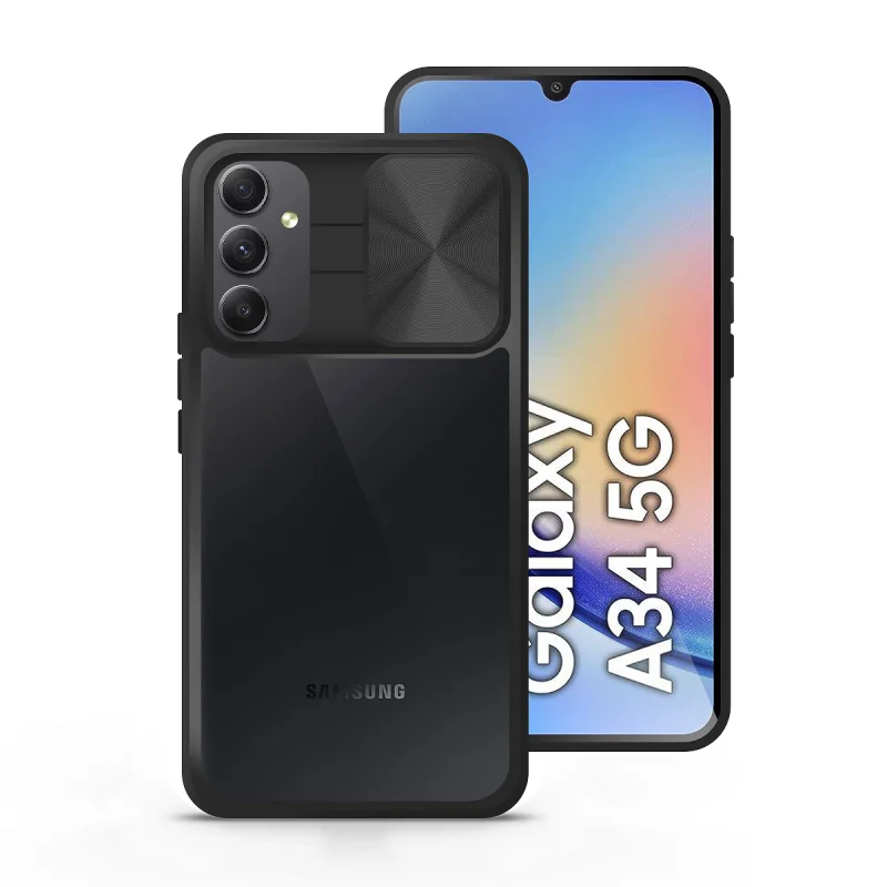 Capa Apokin para Samsung Galaxy A34 5G em Gel Antichoque com Cobertura Deslizante Preto - Imagem 5