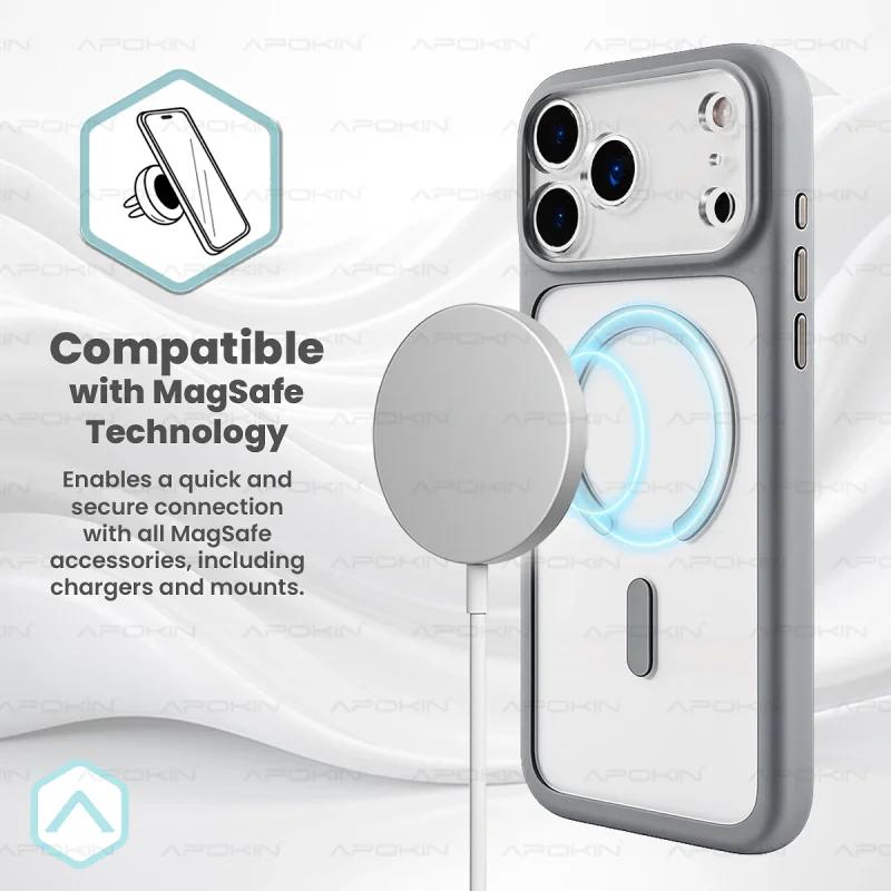 Capa Apokin Premium para Apple iPhone 17 Pro e iPhone 18 Pro em Silicone com MagSafe Cinzento - Imagem 6