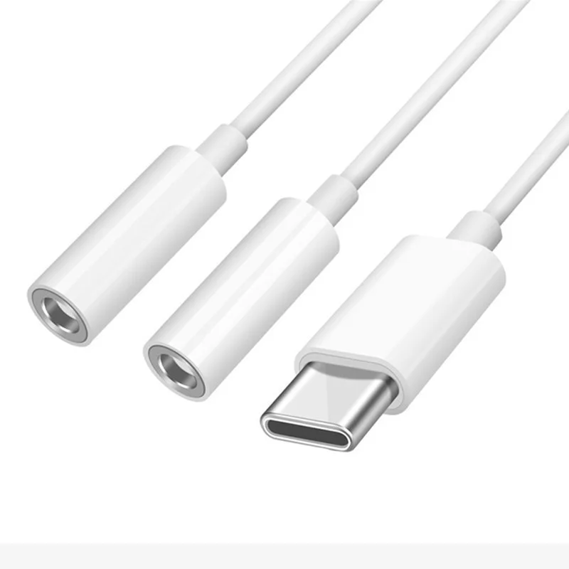 Cabo Adaptador Áudio Apokin USB-C para Dois Jack 3,5 mm Fêmea com Controlo de Volume