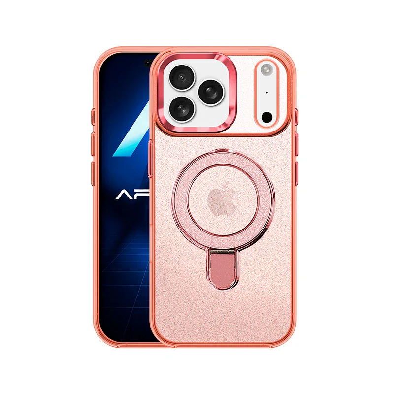 Capa Apokin com Purpurina e Anel MagSafe para iPhone 17 Pro Rosa - Imagem 5