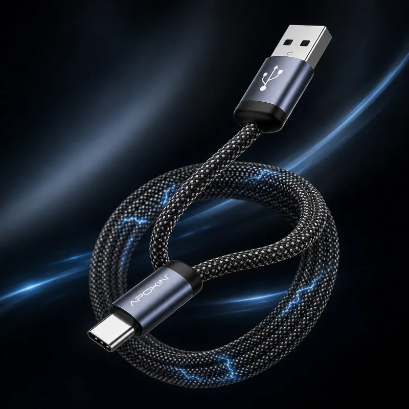 Cabo USB Apokin USB-A para Lightning 10 W 2 A 1 m Autoenrolável - Imagem 3