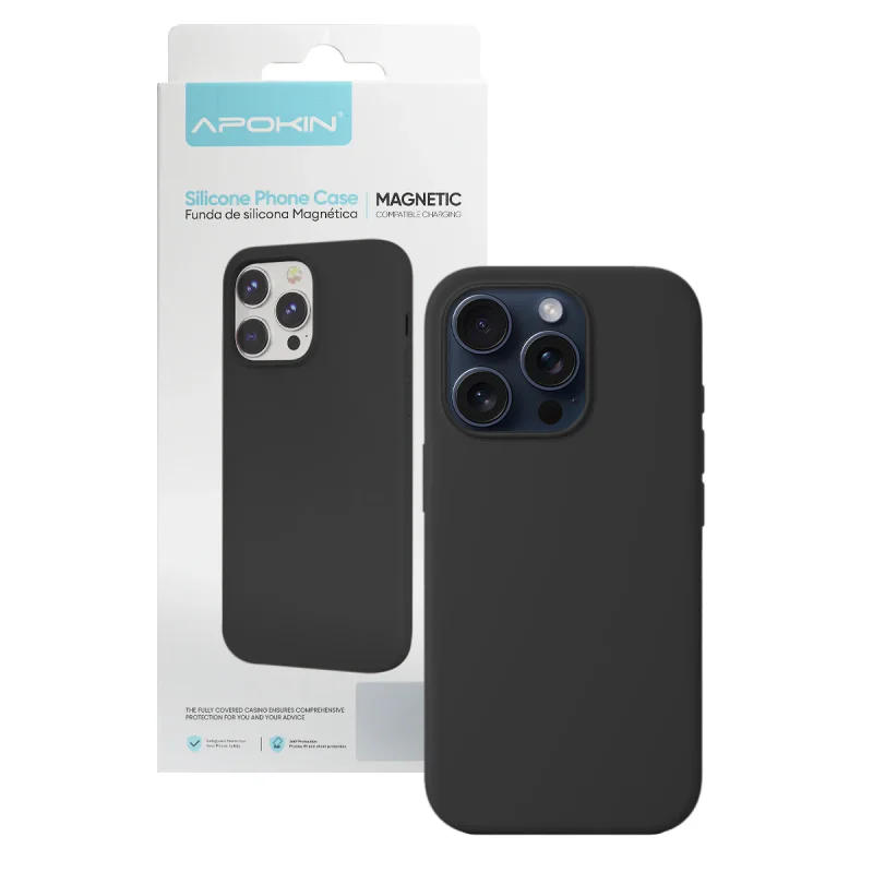 Capa Apokin para iPhone 15 Pro Silicone Líquido com MagSafe Azul Marinho - Imagem 2