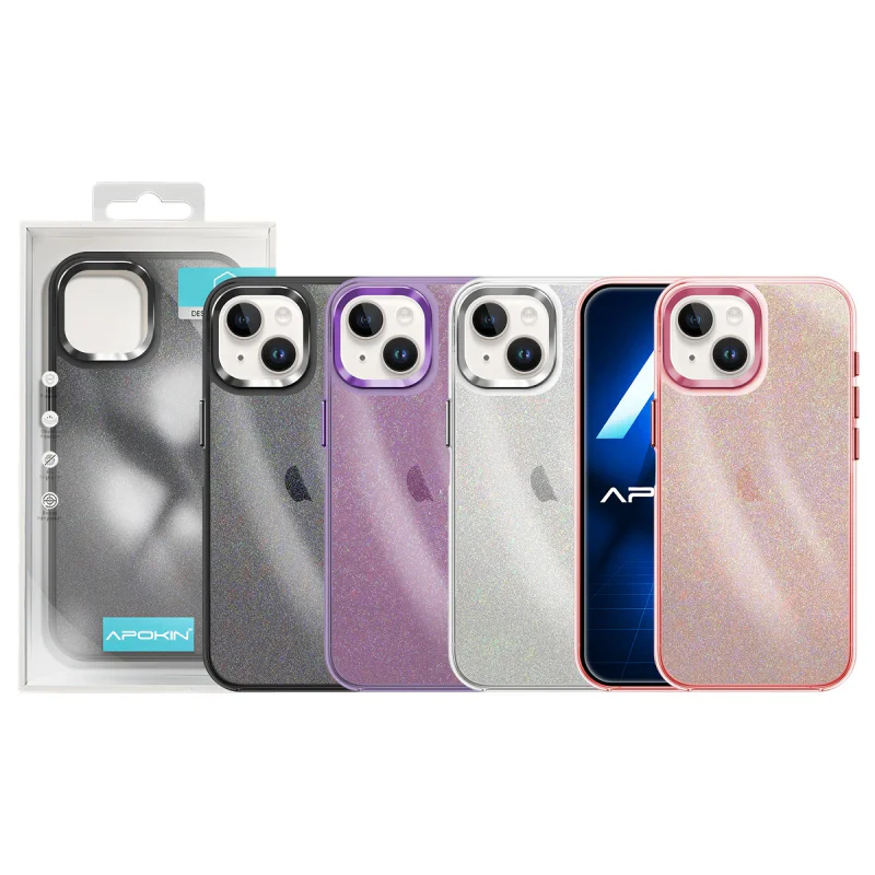 Capa com Purpurina Apokin para iPhone 13 / 14 Lilás - Imagem 1