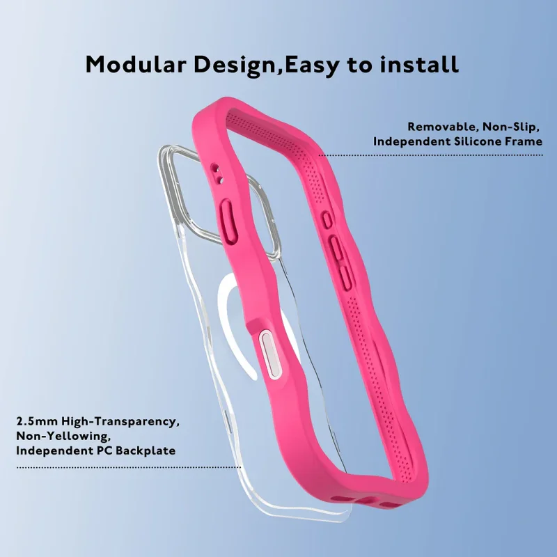 Capa Magnética Apokin Youngkit Série Grande Onda para iPhone 17 Pro Max / 18 Pro Max Fúcsia - Imagem 3