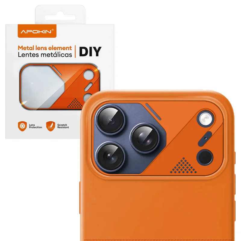Protetor de Lente Apokin para iPhone 17 Pro / 18 Pro Metálico Laranja - Imagem 5